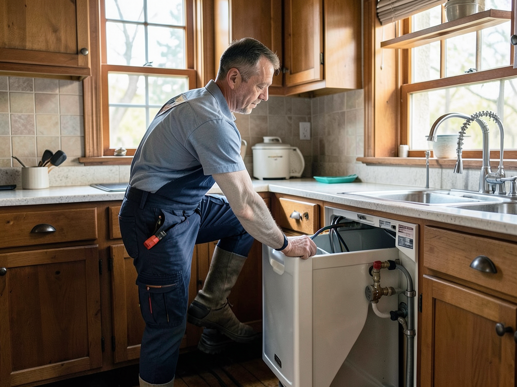 Professional dishwasher hookups and plumbing for c