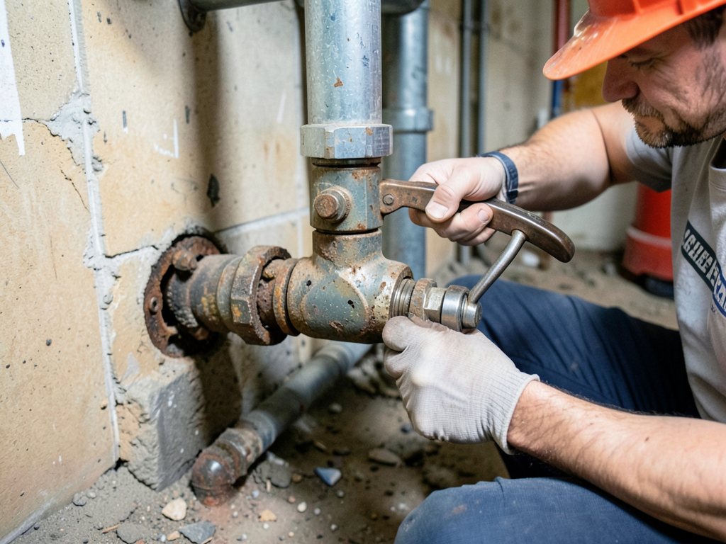 Replacing a stuck main water shut off valve in you